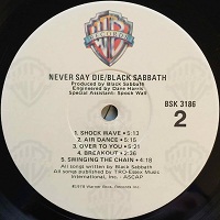 BLACK SABBATH – NEVER SAY DIE!