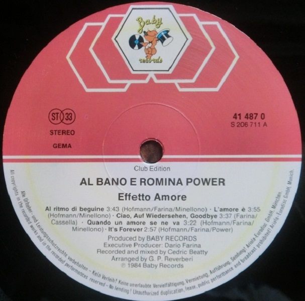 AL BANO & ROMINA POWER - EFFETTO AMORE - Чтобы закрыть, щёлкните по изображению.