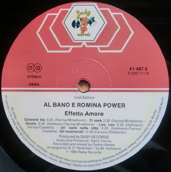 AL BANO & ROMINA POWER - EFFETTO AMORE - Чтобы закрыть, щёлкните по изображению.